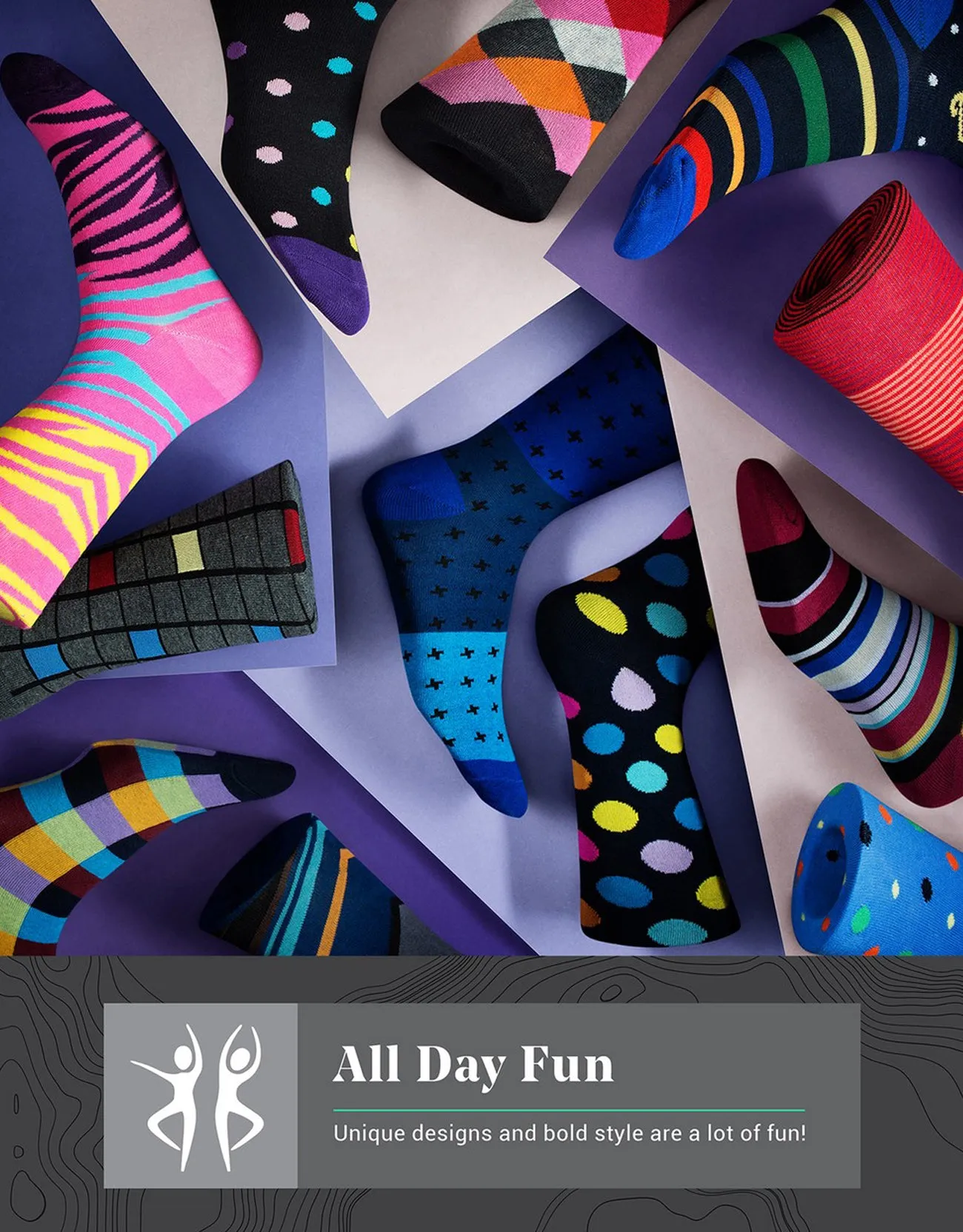 Men's Bold Designer Dress Socks 12 Pack