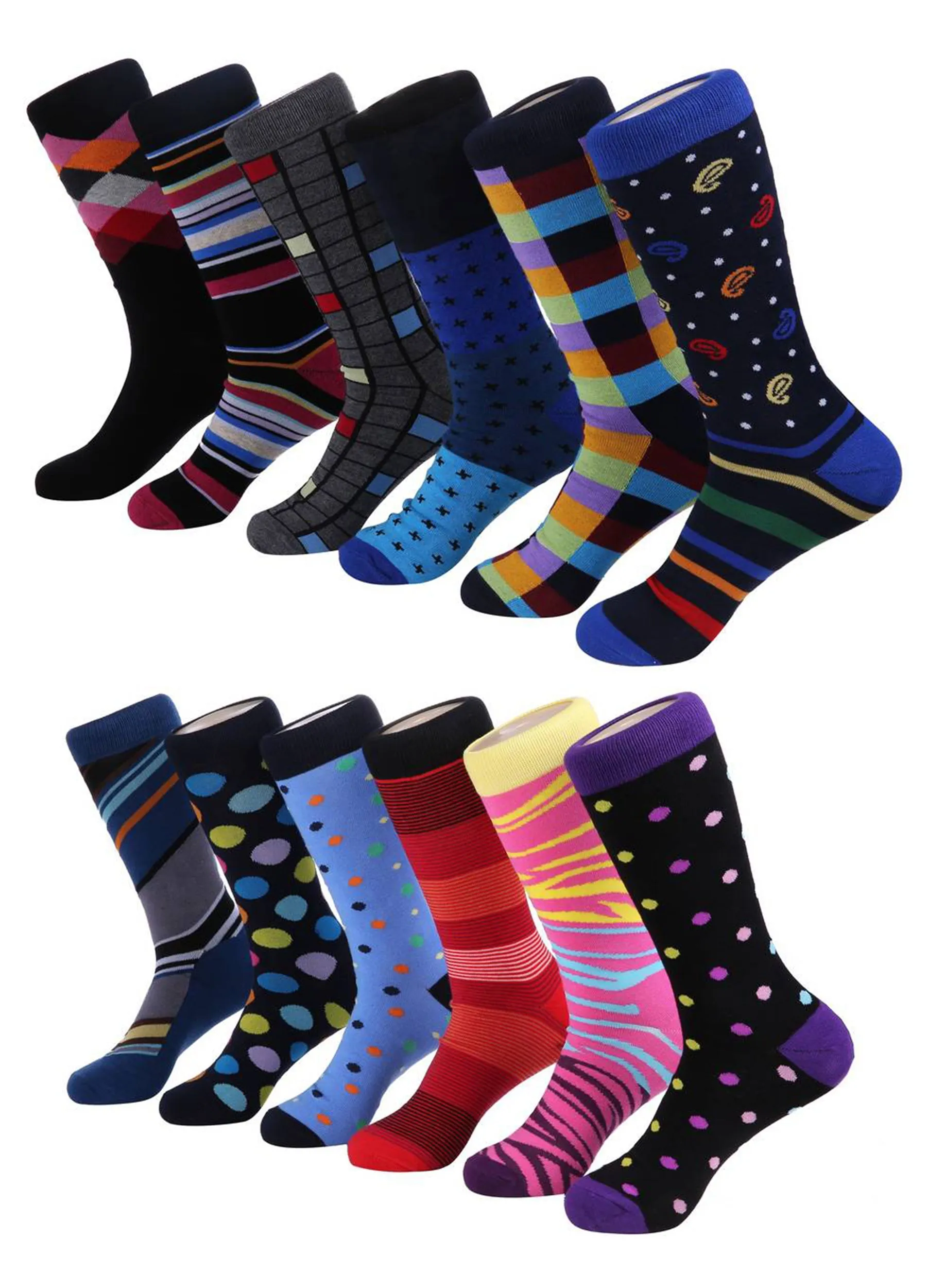 Men's Bold Designer Dress Socks 12 Pack