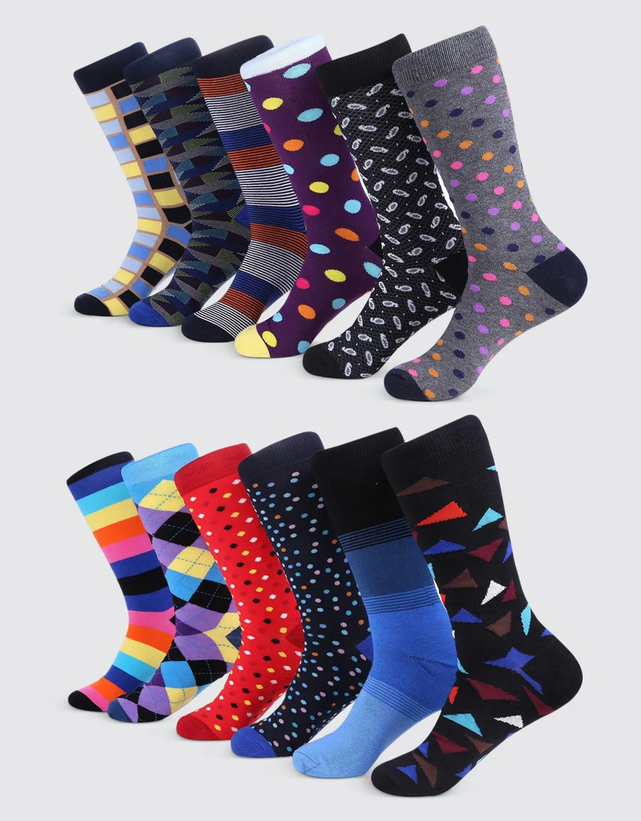 Men's Bold Designer Dress Socks 12 Pack