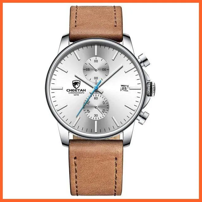 Mens Branded Watch Fashion Sports Quartz Watches | Mens Leather Waterproof Chronograph Wristwatches