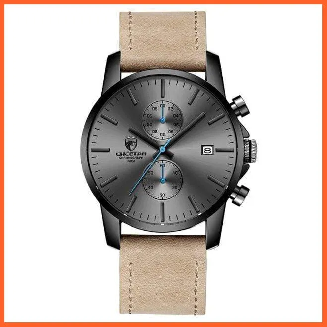Mens Branded Watch Fashion Sports Quartz Watches | Mens Leather Waterproof Chronograph Wristwatches