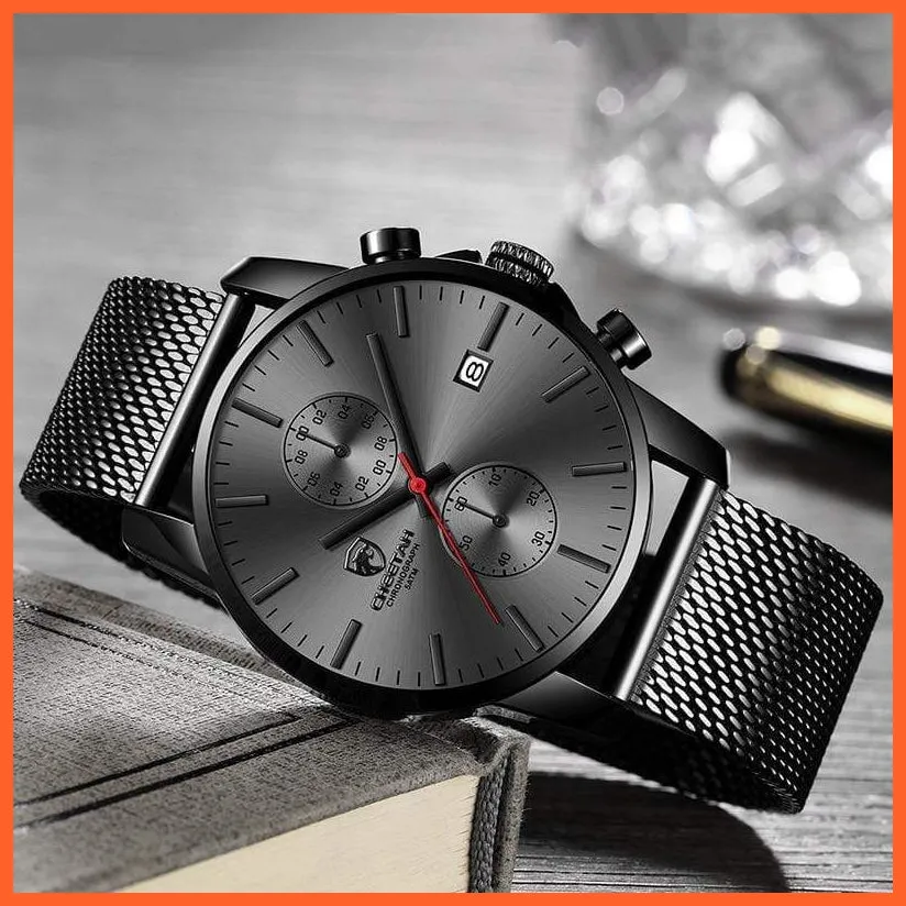 Mens Branded Watch Fashion Sports Quartz Watches | Mens Leather Waterproof Chronograph Wristwatches