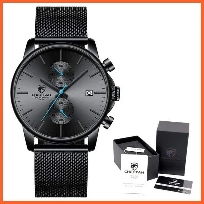 Mens Branded Watch Fashion Sports Quartz Watches | Mens Leather Waterproof Chronograph Wristwatches