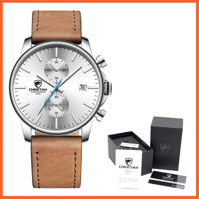 Mens Branded Watch Fashion Sports Quartz Watches | Mens Leather Waterproof Chronograph Wristwatches