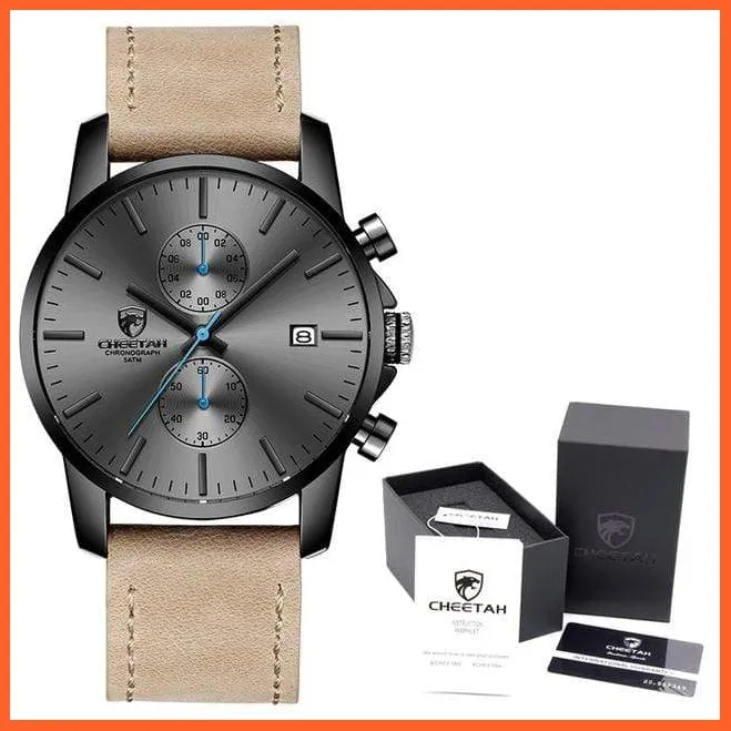 Mens Branded Watch Fashion Sports Quartz Watches | Mens Leather Waterproof Chronograph Wristwatches