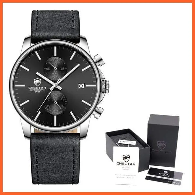 Mens Branded Watch Fashion Sports Quartz Watches | Mens Leather Waterproof Chronograph Wristwatches