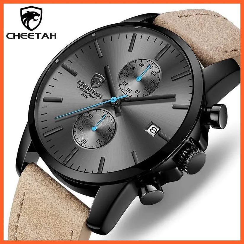 Mens Branded Watch Fashion Sports Quartz Watches | Mens Leather Waterproof Chronograph Wristwatches