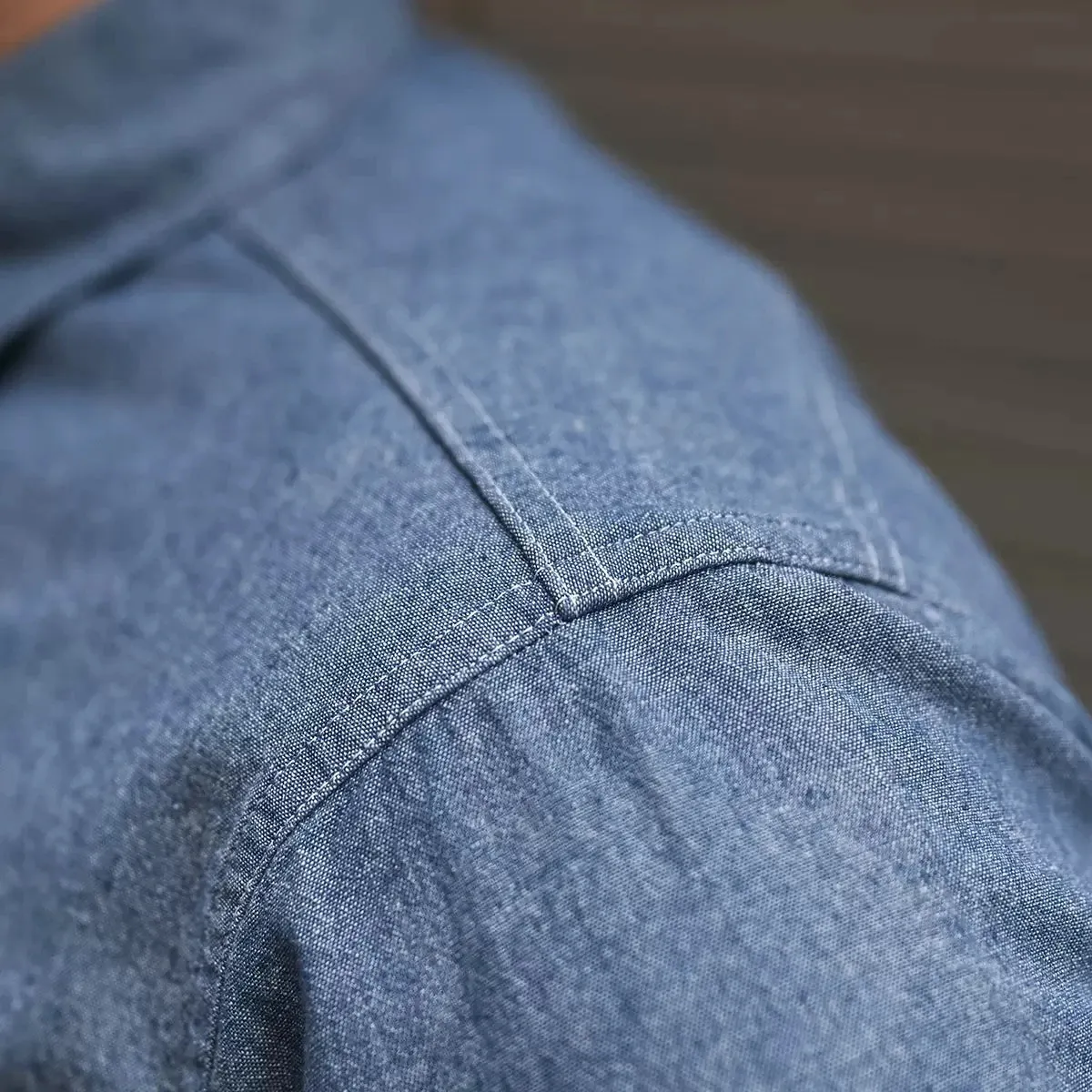 Men's Chambray Button-Down Pocket Work Shirt - Blue