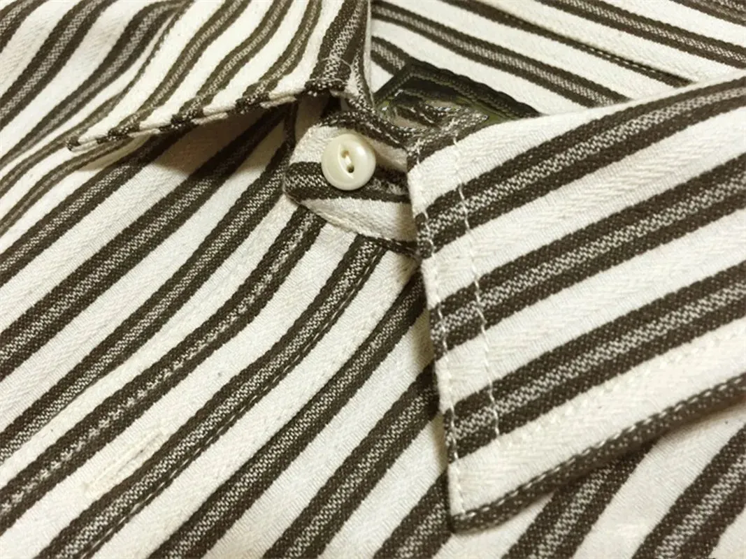 Men's Striped Long Sleeves Shirt - Retro Style Iron-free Cotton Blouse