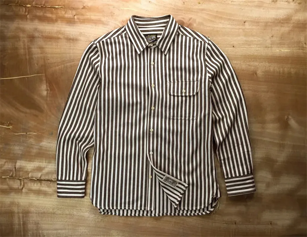 Men's Striped Long Sleeves Shirt - Retro Style Iron-free Cotton Blouse