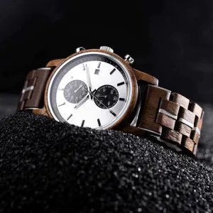 Men's Wooden Watches Classic Ebony Oak Black Chronograph