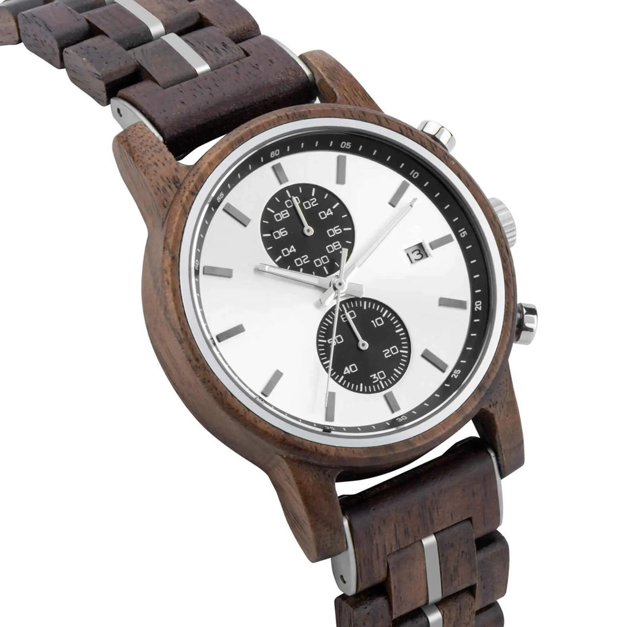 Men's Wooden Watches Classic Ebony Oak Black Chronograph