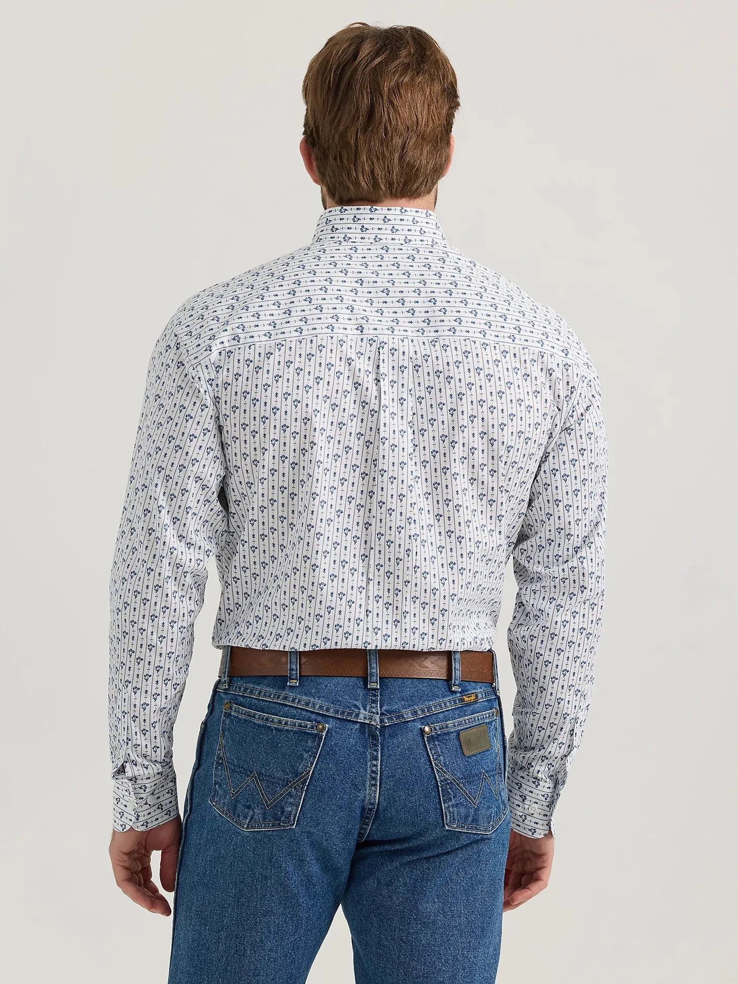 Men's Wrangler George Strait Floral Stripe Long Sleeve Button Down Shirt