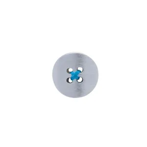 Metal Button with Blue Thread Lapel Pin