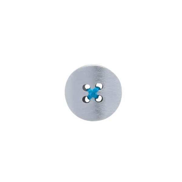 Metal Button with Blue Thread Lapel Pin