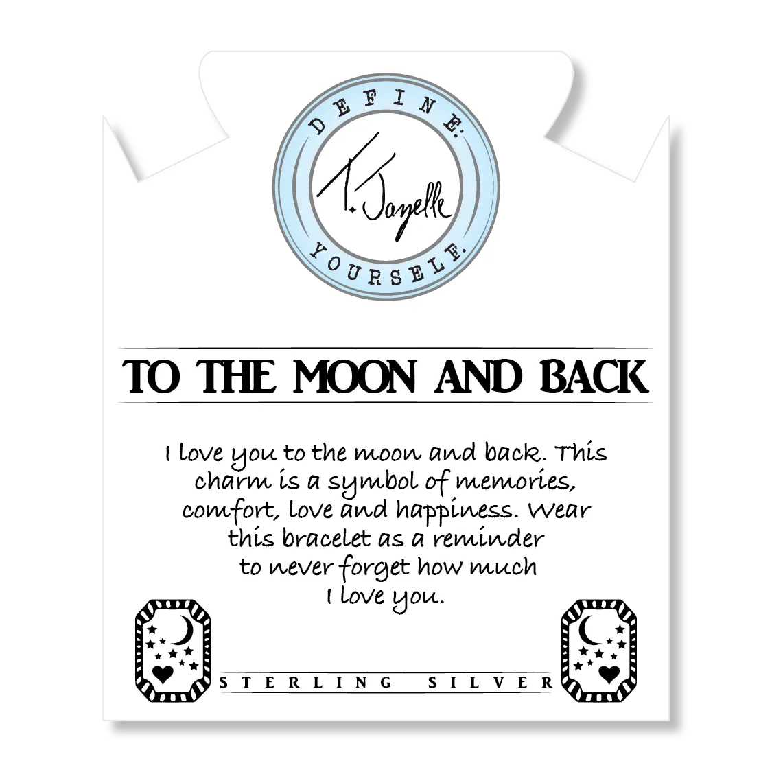 Moonstone Stone Bracelet with Moon and Back Sterling Silver Charm