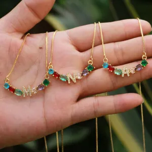 Multicolor Initials A-Z Charm Personalized Pendant Necklaces