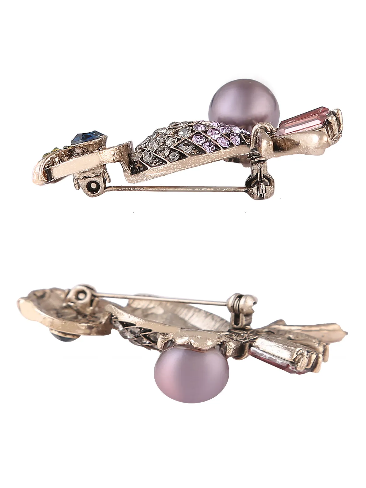 Multicoloured Diamond Owl Bird Brooch Pin