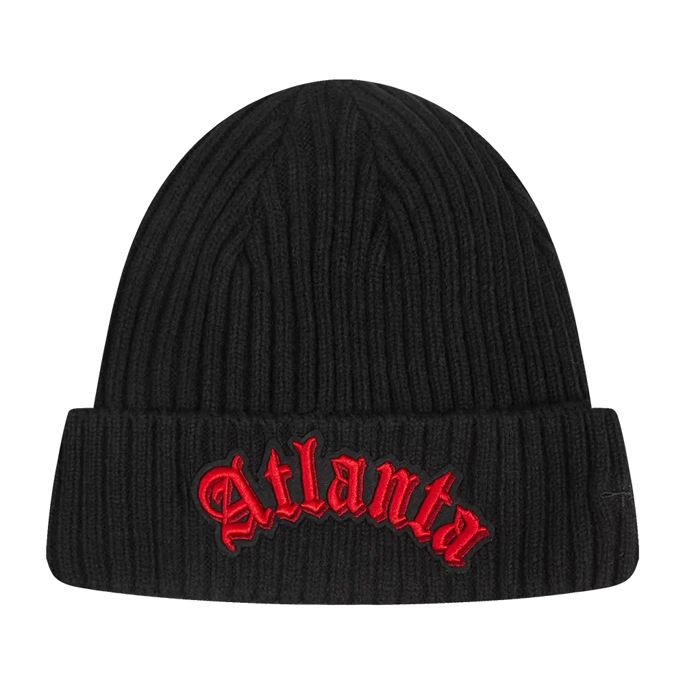 NBA ATLANTA HAWKS OLD ENGLISH BEANIE (BLACK)