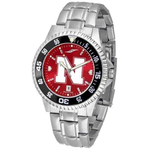 Nebraska Cornhuskers Mens Competitor AnoChrome Steel Band Watch w/ Colored Bezel