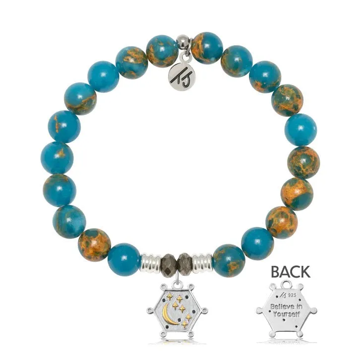 Ocean Jasper Gemstone Bracelet with Believe in Yourself Sterling Silver Charm