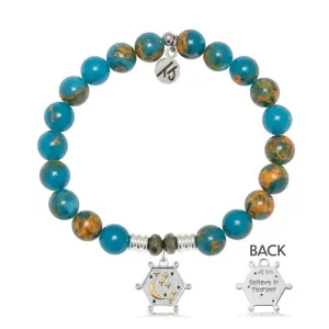 Ocean Jasper Gemstone Bracelet with Believe in Yourself Sterling Silver Charm