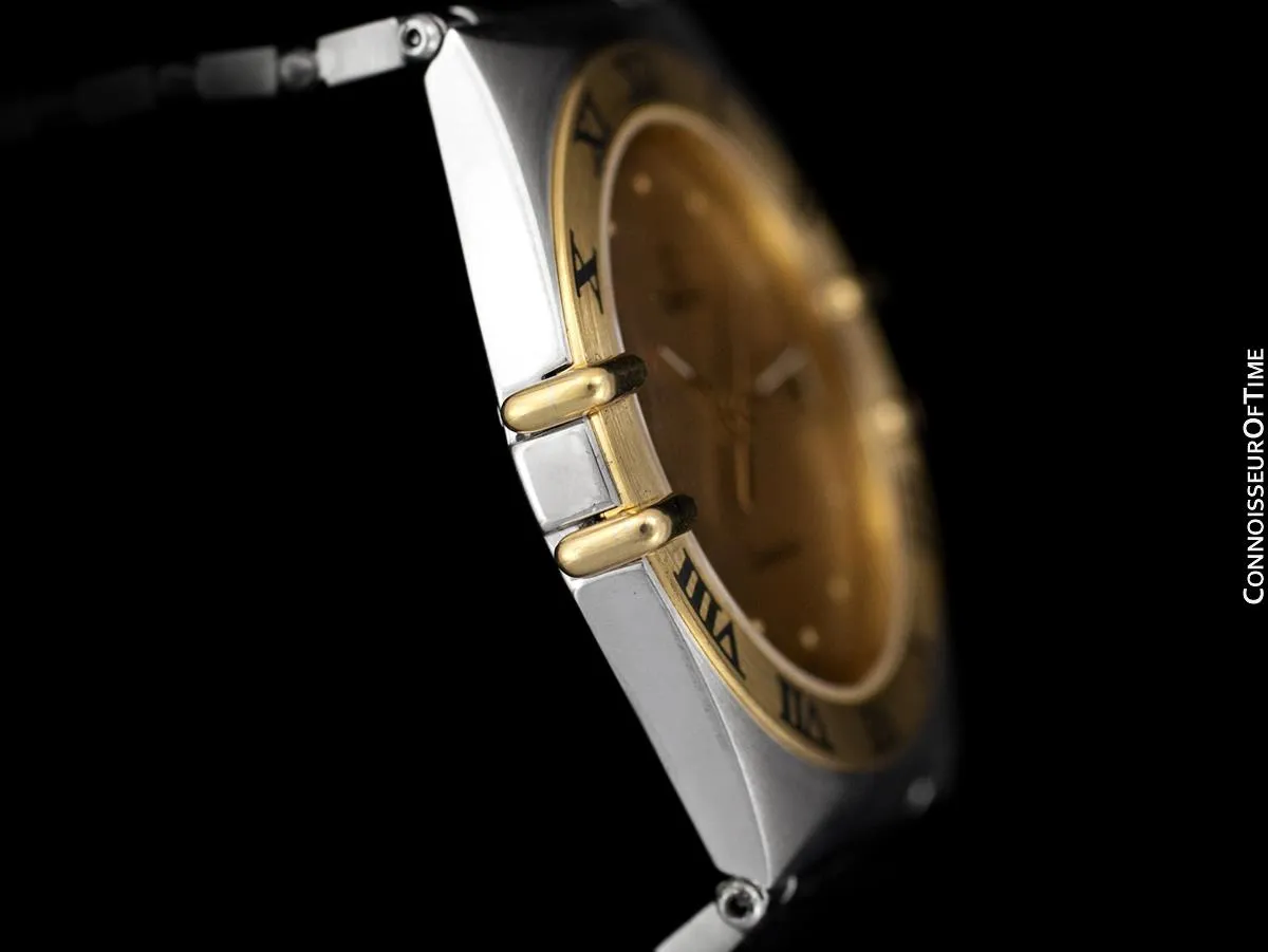 Omega Constellation Manhattan Mens 35mm Watch, Quartz, Date - Brushed Stainless Steel & 18K Gold