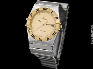 Omega Constellation Manhattan Mens 35mm Watch, Quartz, Date - Brushed Stainless Steel & 18K Gold