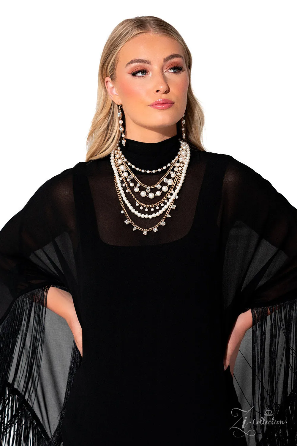 Paparazzi Aristocratic Gold 2023 Zi Collection Necklace & Earring Set
