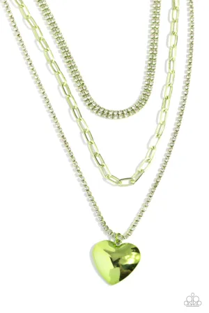 Paparazzi Caring Cascade Green Necklace & Earring Set