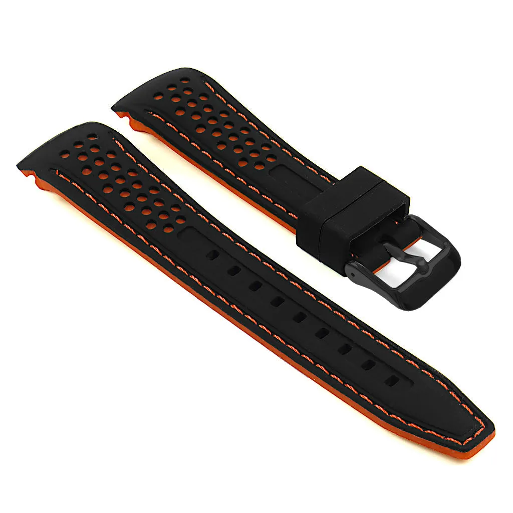 Perforated Rubber Strap with Curved Ends and Black Buckle
