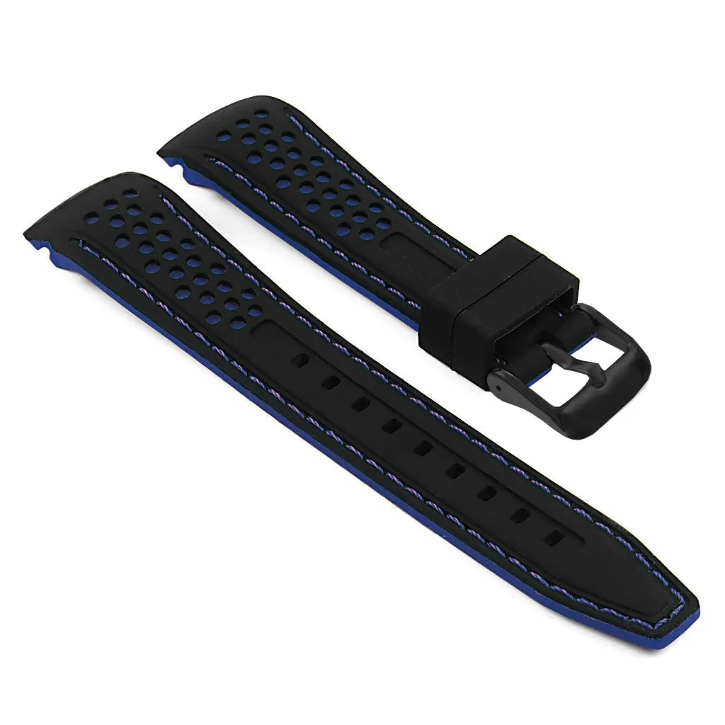 Perforated Rubber Strap with Curved Ends and Black Buckle