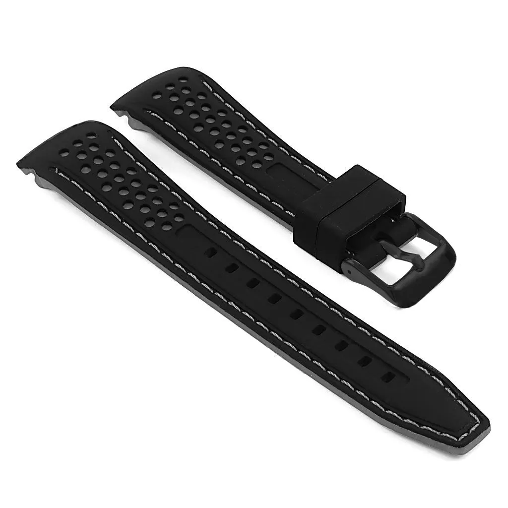 Perforated Rubber Strap with Curved Ends and Black Buckle