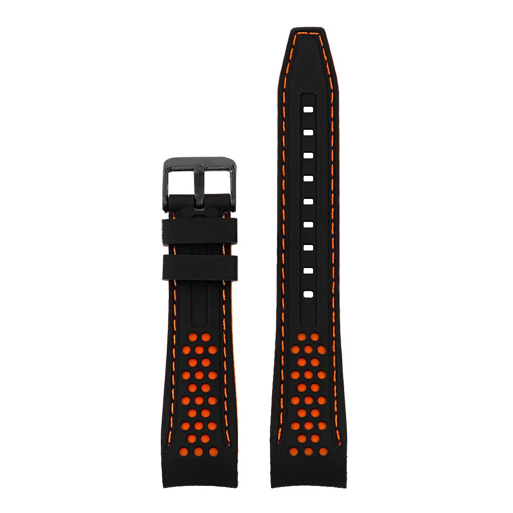Perforated Rubber Strap with Curved Ends and Black Buckle