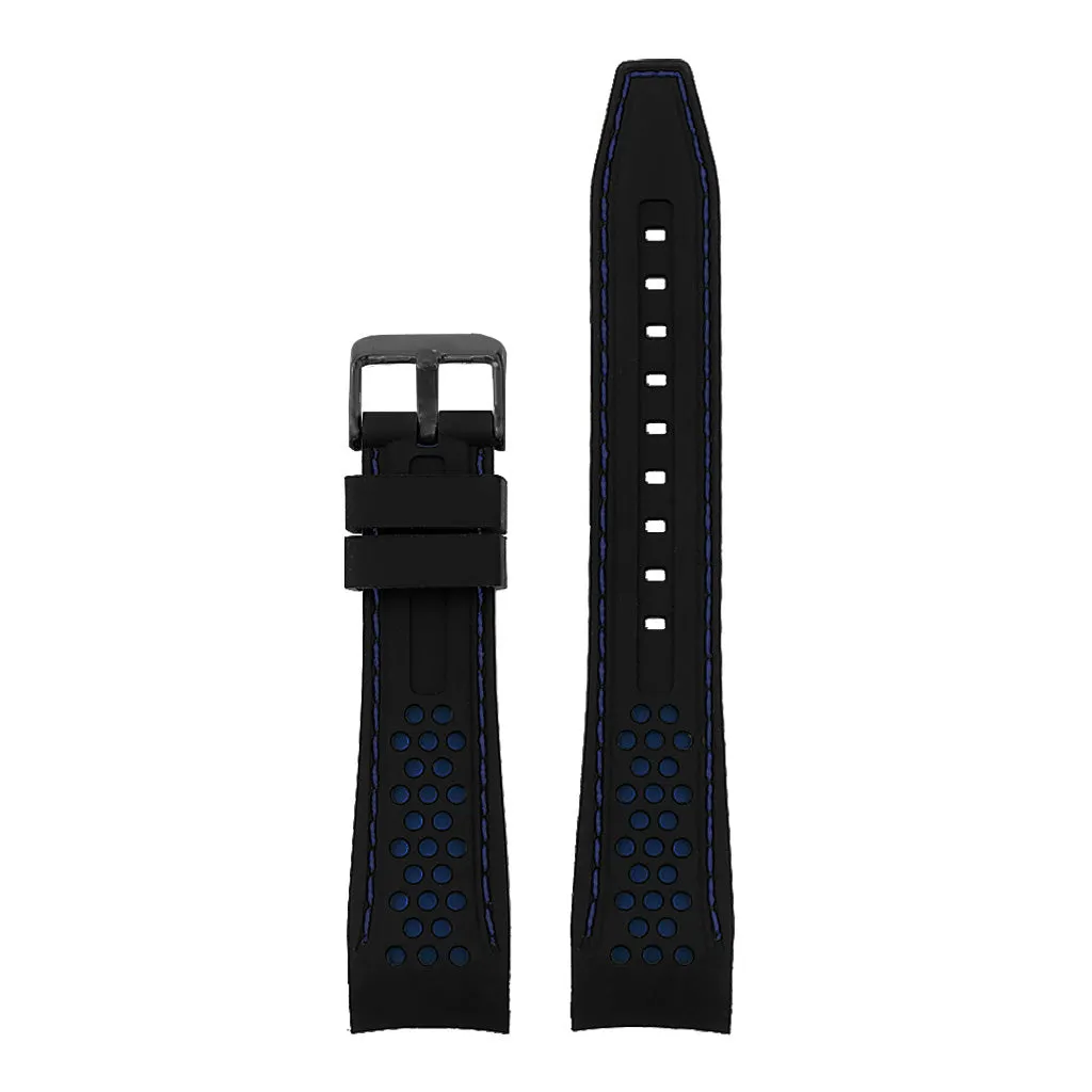 Perforated Rubber Strap with Curved Ends and Black Buckle