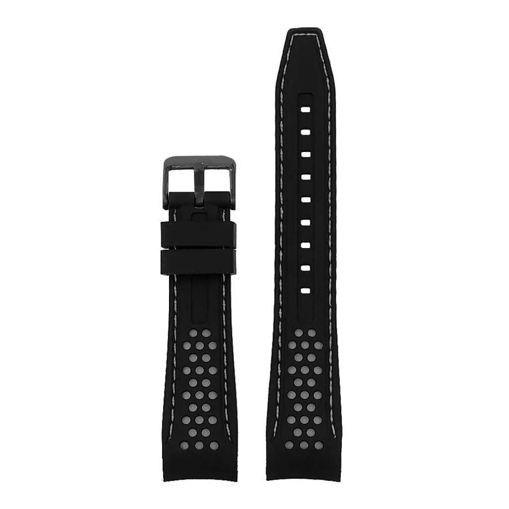Perforated Rubber Strap with Curved Ends and Black Buckle