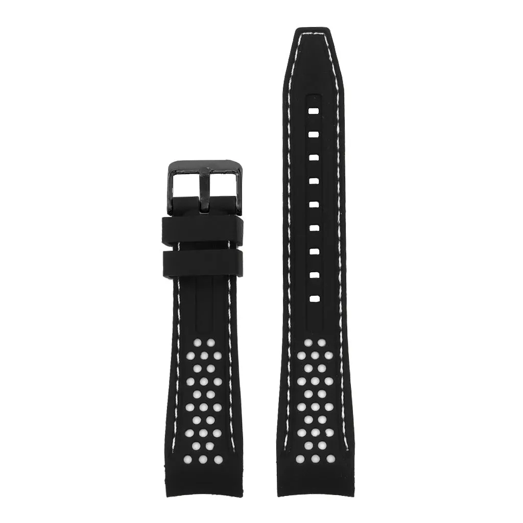 Perforated Rubber Strap with Curved Ends and Black Buckle