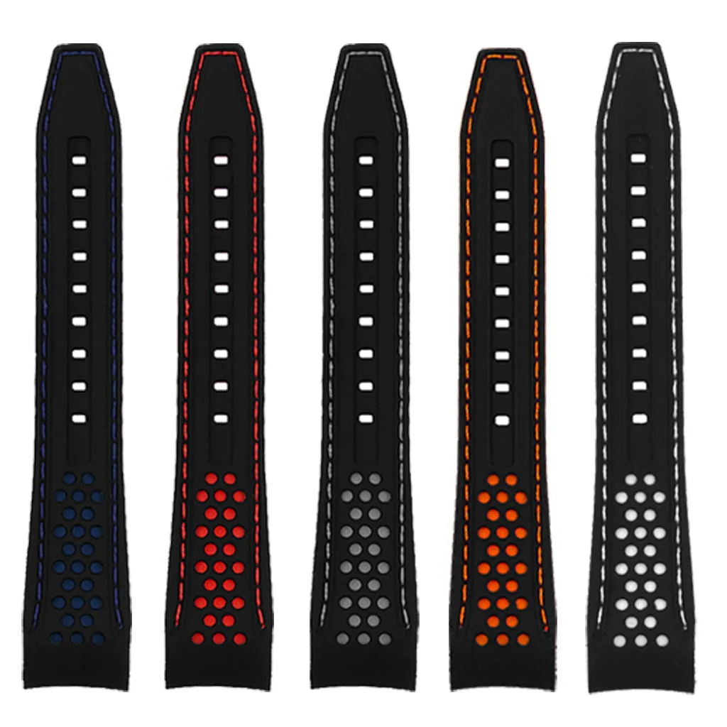 Perforated Rubber Strap with Curved Ends and Black Buckle
