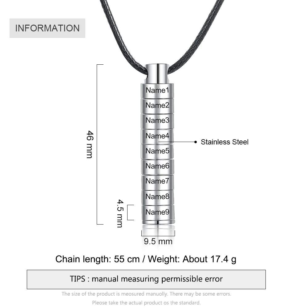 Personalized Stainless Steel Bar Necklace