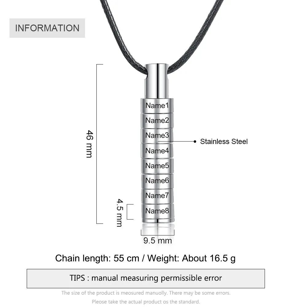 Personalized Stainless Steel Bar Necklace