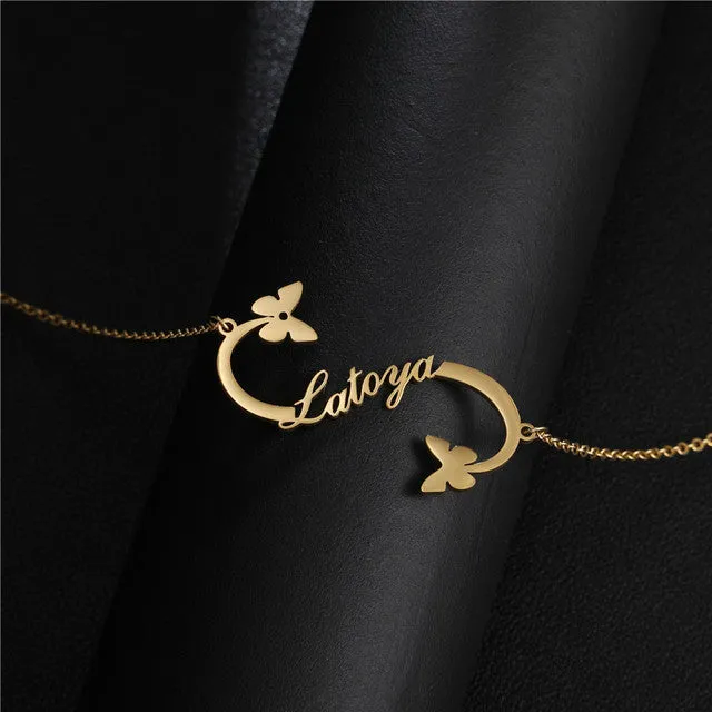 Personalized Stainless Steel Name Custom Necklaces For Women Men Gold Silver Chain Lover