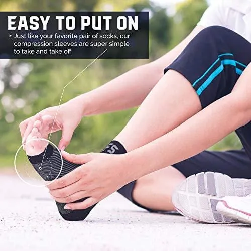 Plantar Fasciitis Foot Compression Sleeves for Injury Rehab & Joint Pain. Best Ankle Brace - Instant Relief & Support for Achilles Tendonitis, Fallen Arch, Heel Spurs, Swelling & Fatigue (Beige, MED)