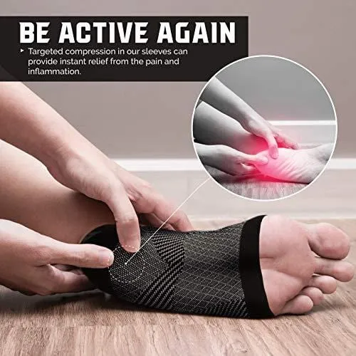 Plantar Fasciitis Foot Compression Sleeves for Injury Rehab & Joint Pain. Best Ankle Brace - Instant Relief & Support for Achilles Tendonitis, Fallen Arch, Heel Spurs, Swelling & Fatigue (Beige, MED)
