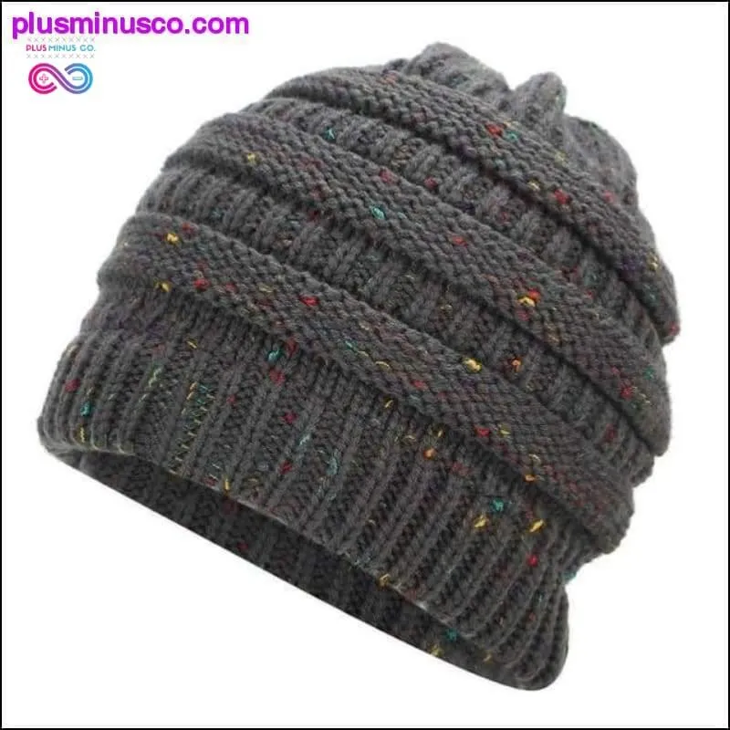 Ponytail Beanie Hat Winter Soft Knit Cap Casual Woolen