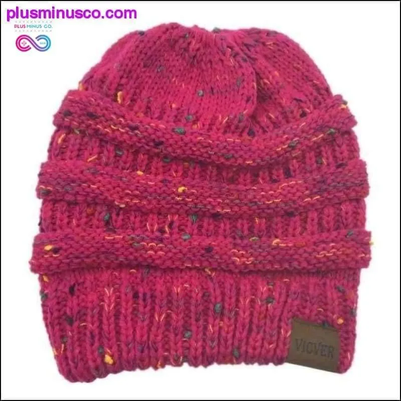 Ponytail Beanie Hat Winter Soft Knit Cap Casual Woolen