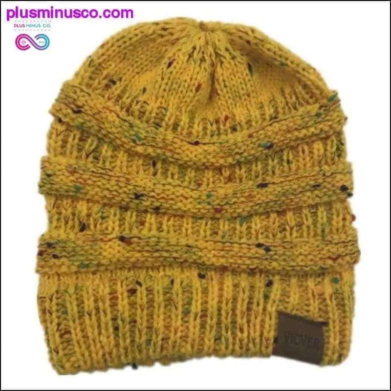 Ponytail Beanie Hat Winter Soft Knit Cap Casual Woolen