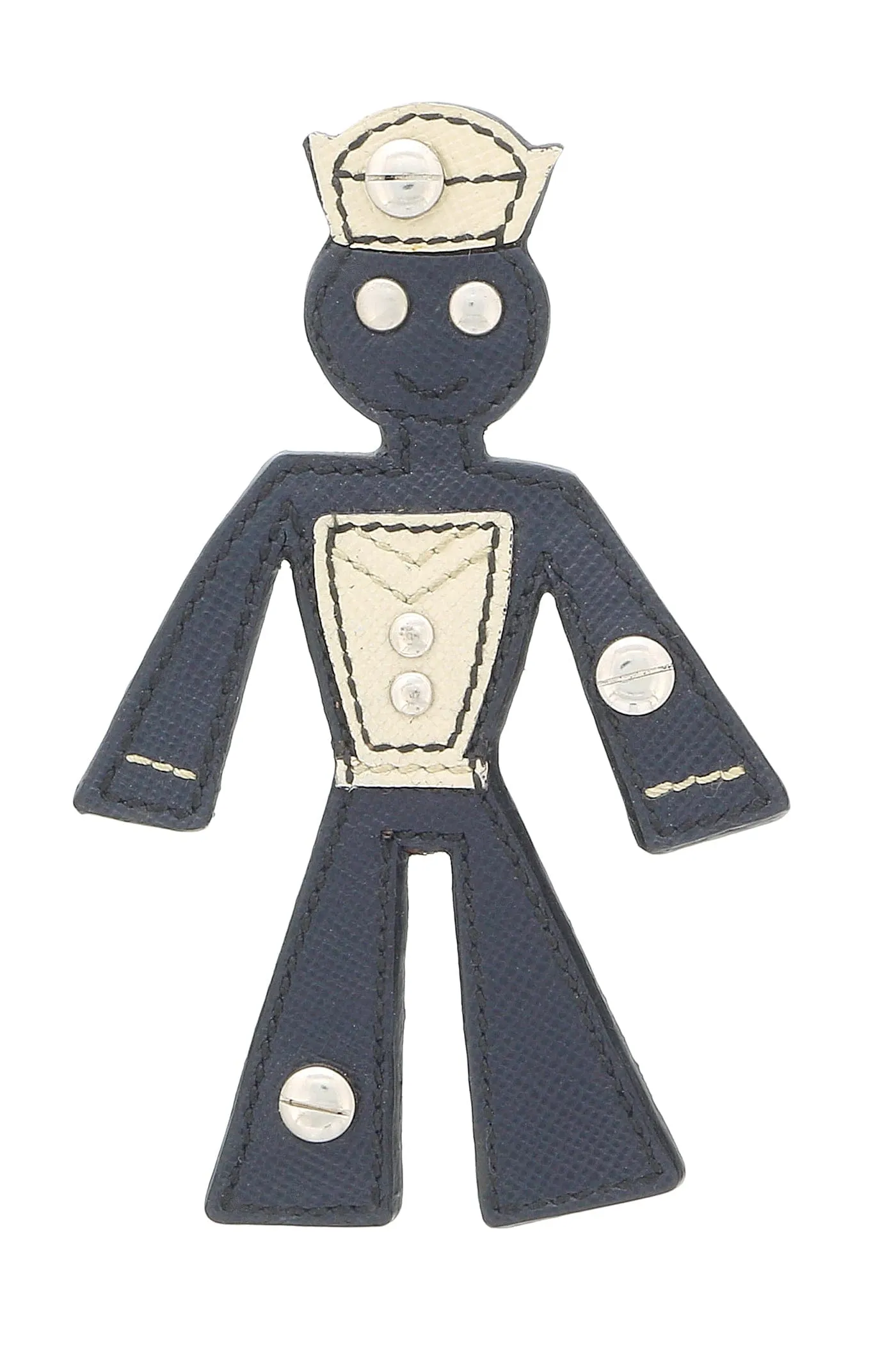 Prada Blue Lavender Leather Sailor Robot Brooch Pin-one size