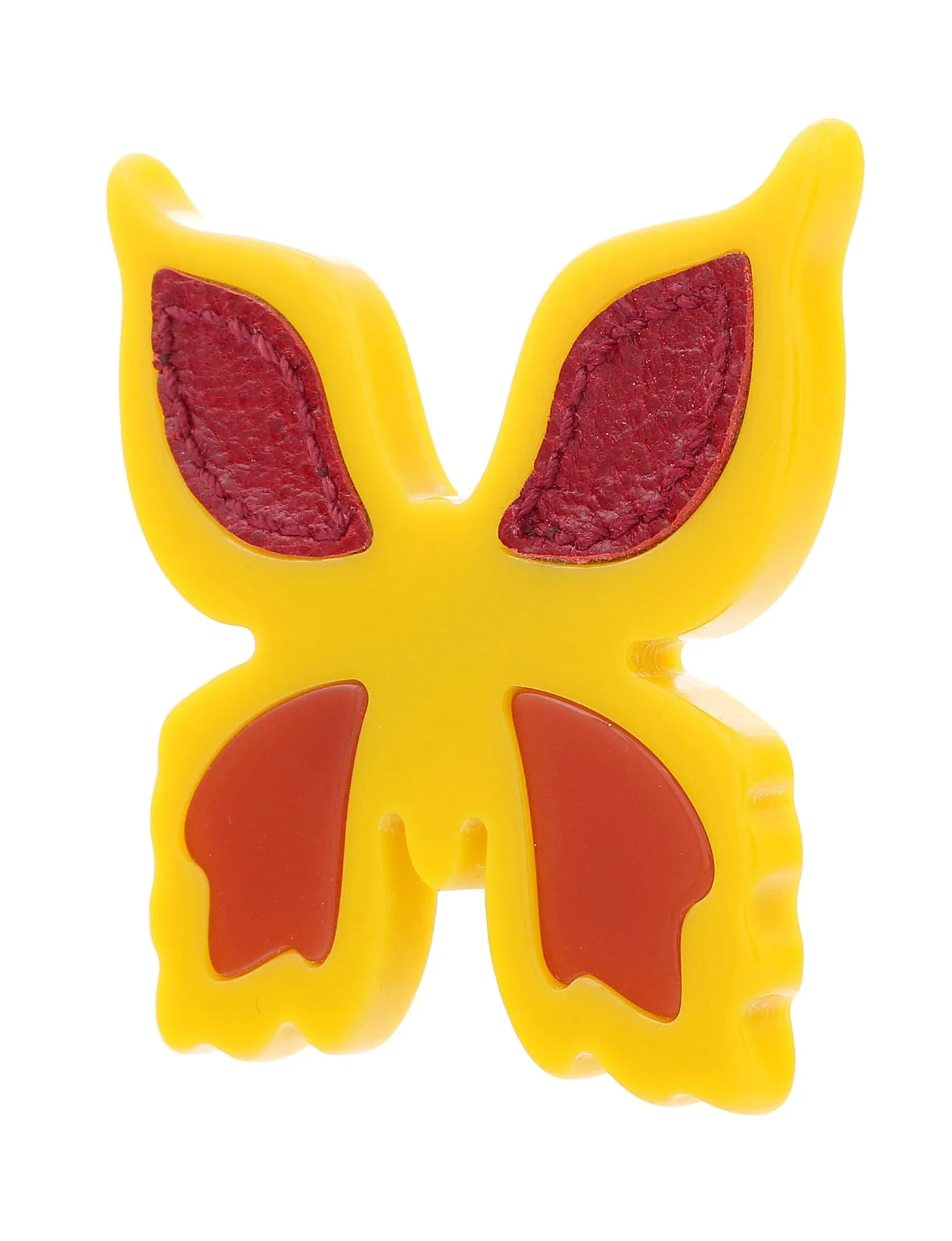 Prada Yellow Red Resin Butterfly Brooch Pin-one size