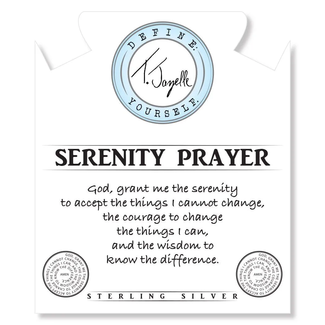 Purple Blue Jasper Gemstone Bracelet with Serenity Prayer Sterling Silver Charm