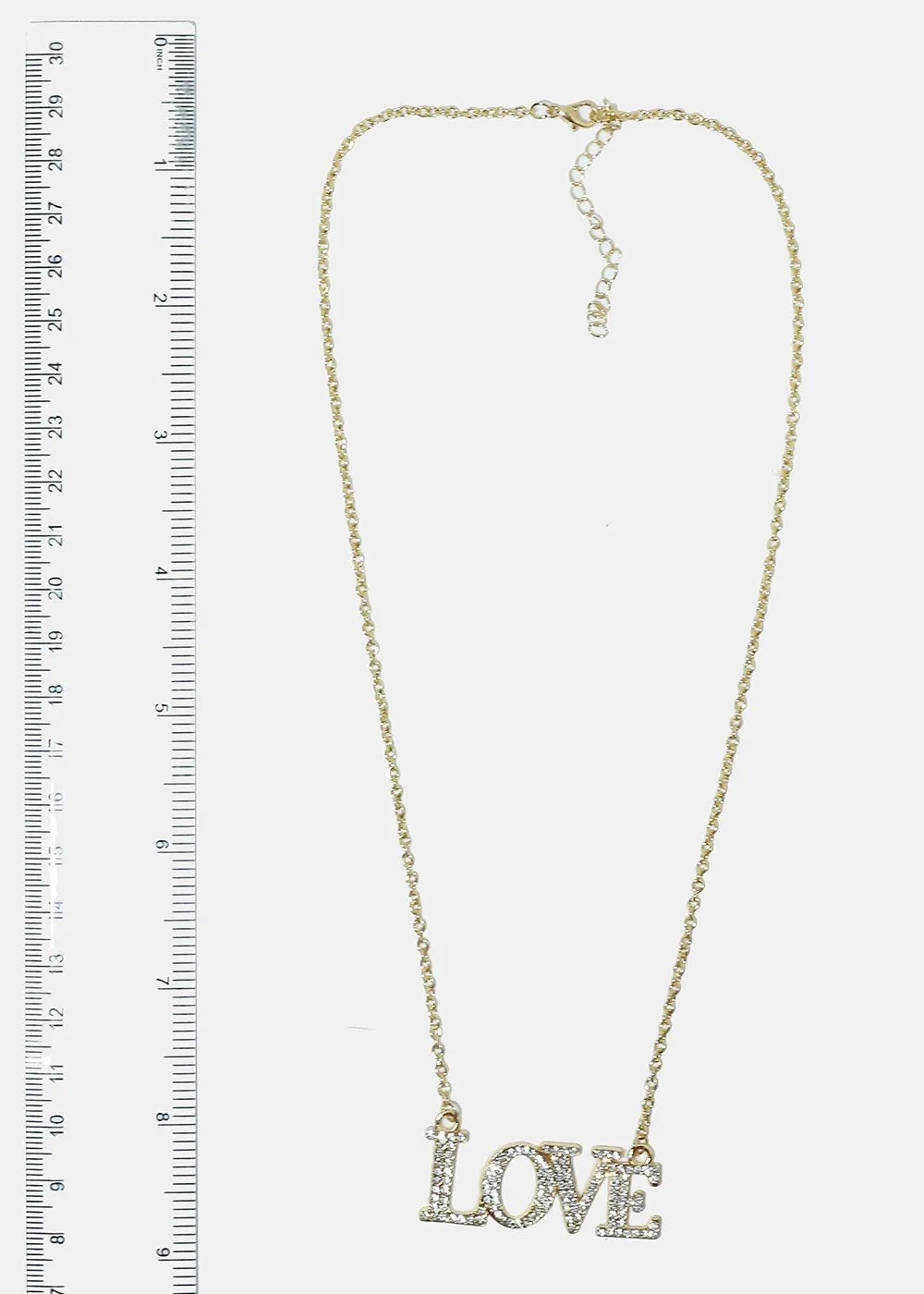 "LOVE" Rhinestone Pendant Necklace